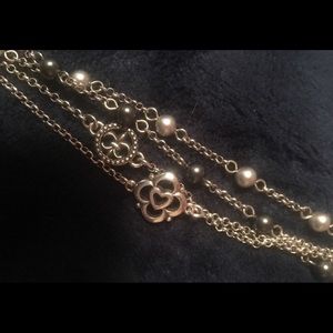 “Brighton” fleur de lis/ heart Bracelet w/ Pearls